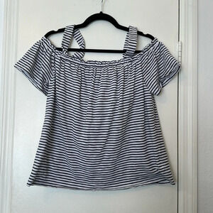 Motherhood Striped Nursing Top Navy/White Size Small